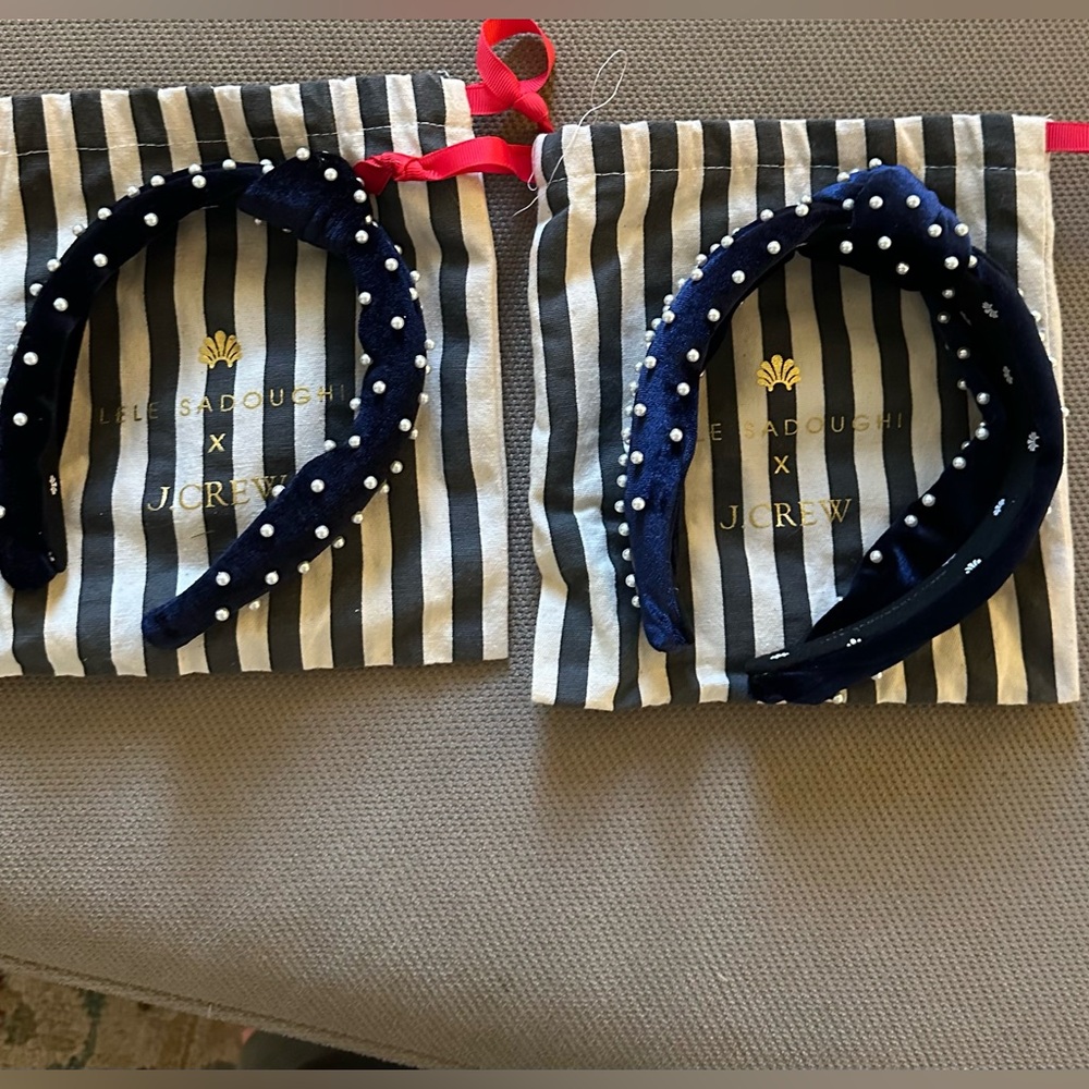 Two- Lele Sadoughi x J. Crew Velvet Pearl Headband- Mommy and Me